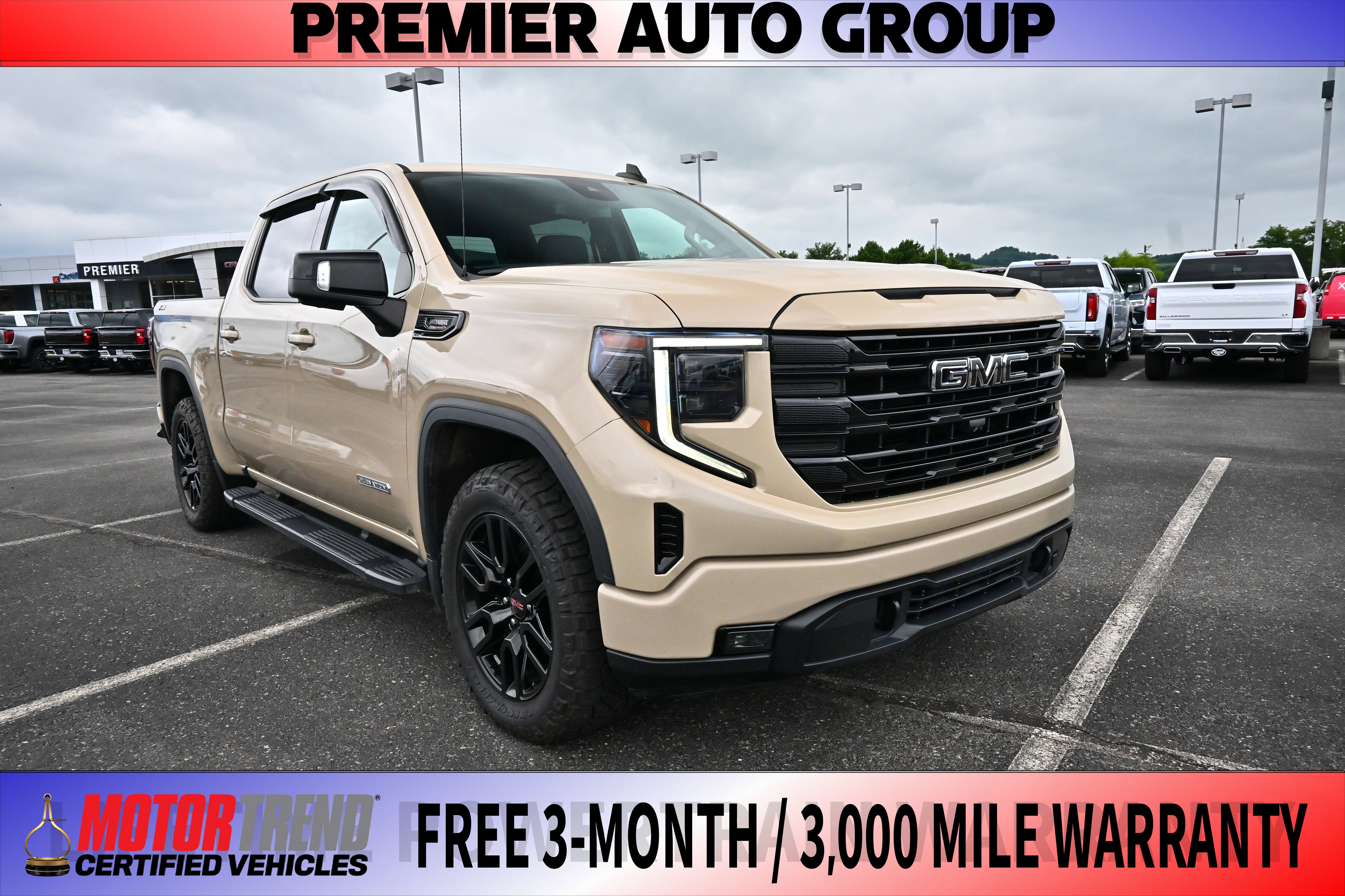2022 GMC Sierra 1500 Elevation in Desert Sand Metallic — front three-quarter view
