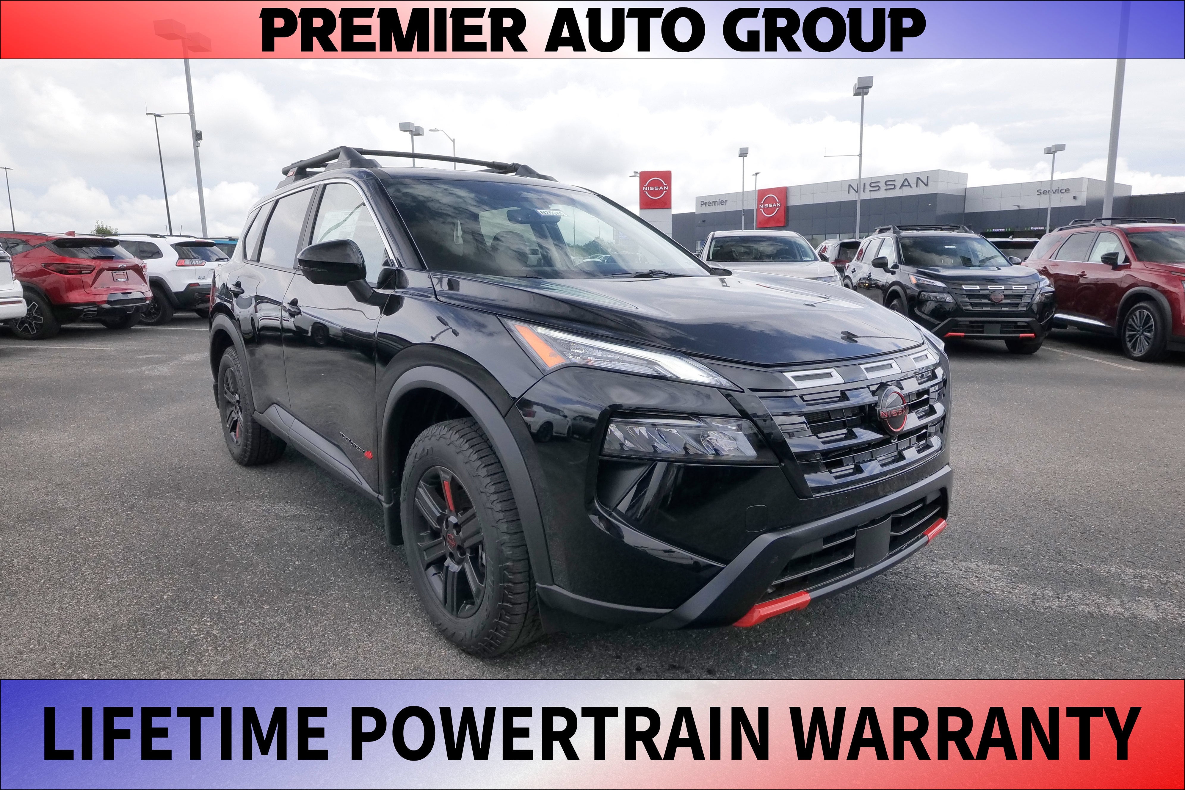 2026 Nissan Rogue Rock Creek® in Super Black — front three-quarter view